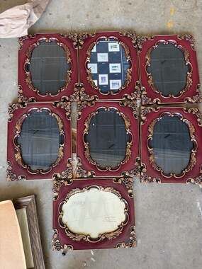 Melannco Red and Gold Ornate Baroque Style Picture Frame Set